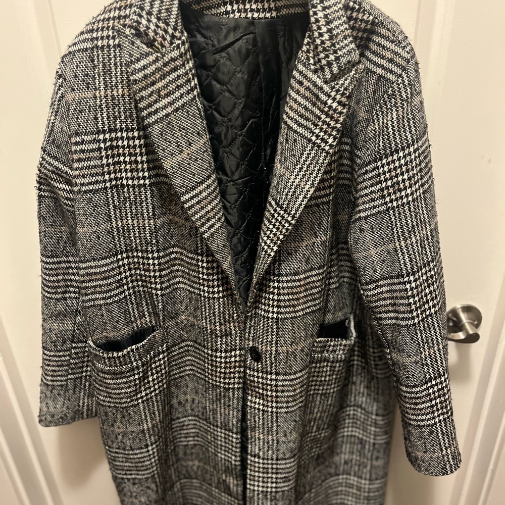 ASOS Black and White Checkered Trench Coat